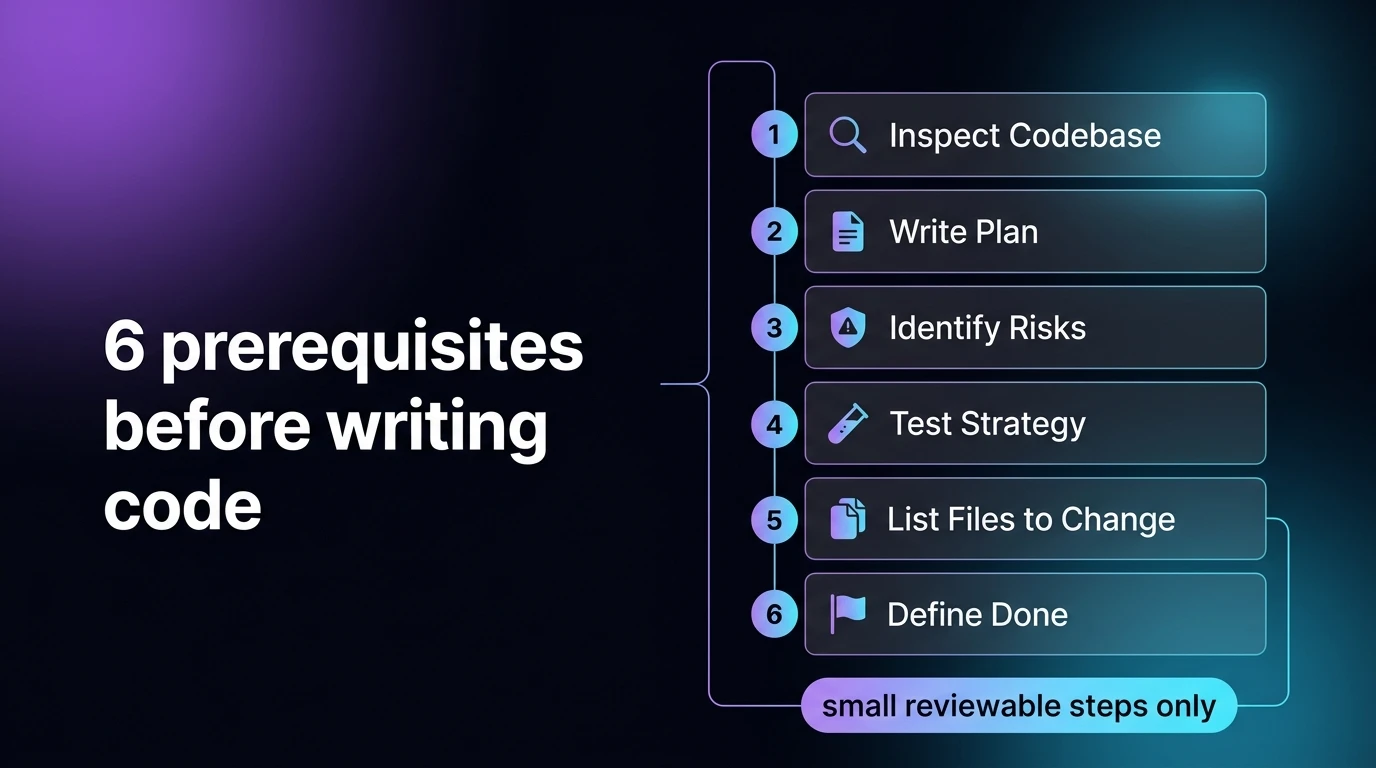 Core rule checklist: six prerequisites before writing implementation code