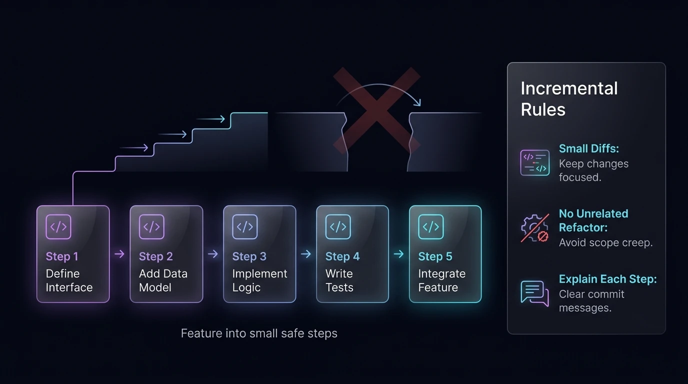 Implementation in small, safe, reviewable steps