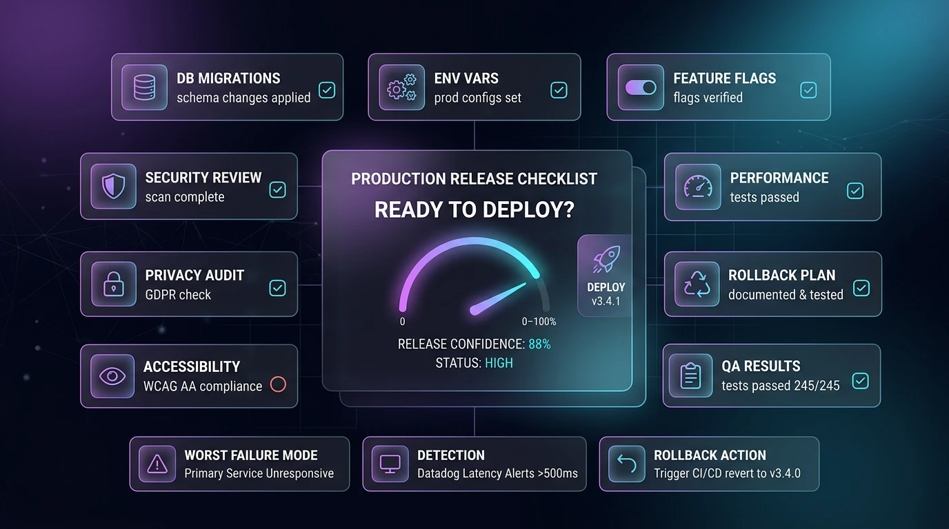 Production release checklist with confidence scoring