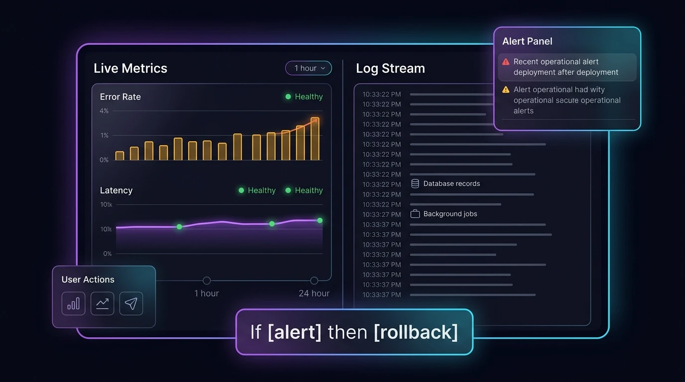 Post-release monitoring dashboard with rollback decision rules